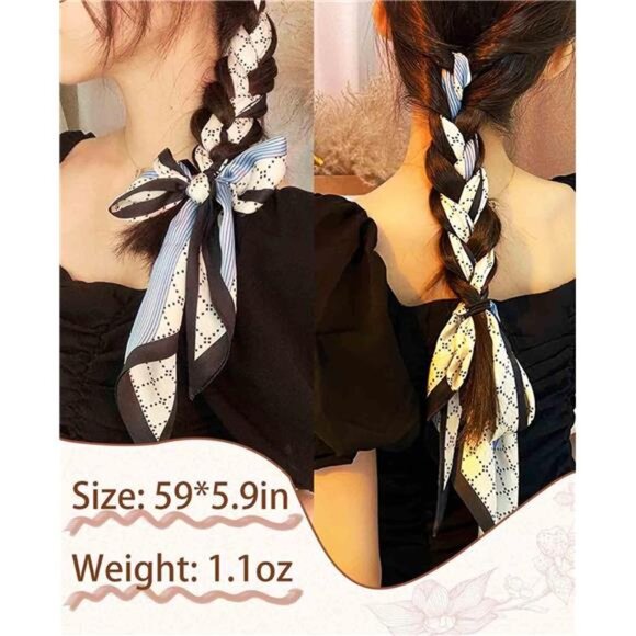 Silk Neck Scarf Women Fashion Printed Satin Head Hair Scarves Bag Wrap 59 X 5.9 - Picture 5 of 7